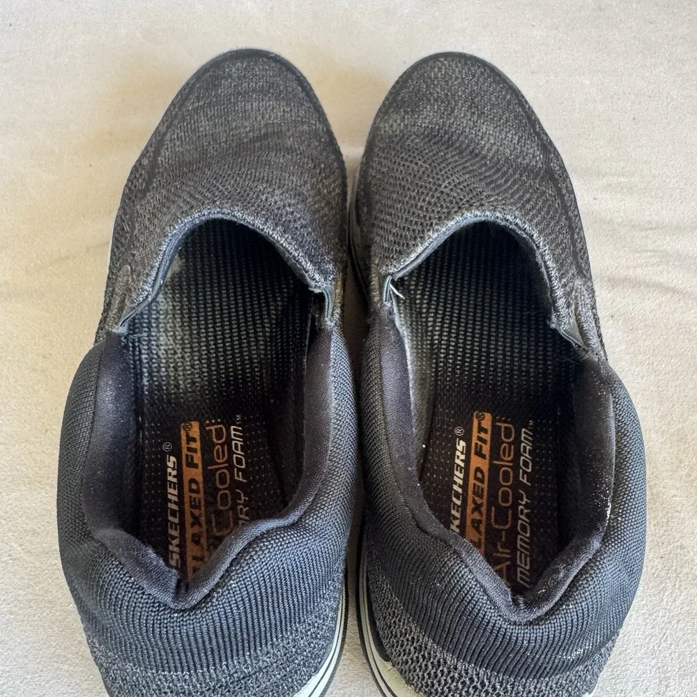 Size 13 - Mens Skechers Air Cooled Arch Fit Shoes Black Comfort Casual Sn 65086